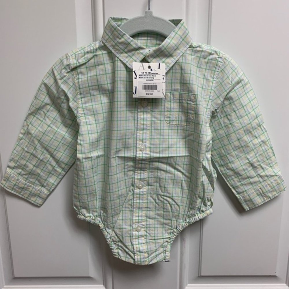 NWT Janie and Jack Plaid Button Down Shirt Onesie